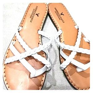 White American Eagle flip flops